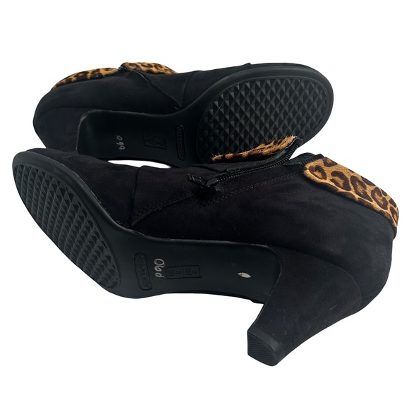 Aerosoles Boots Booties Heeled Play Pleat Faux Suede Leopard Animal Print Detail - Picture 8 of 12